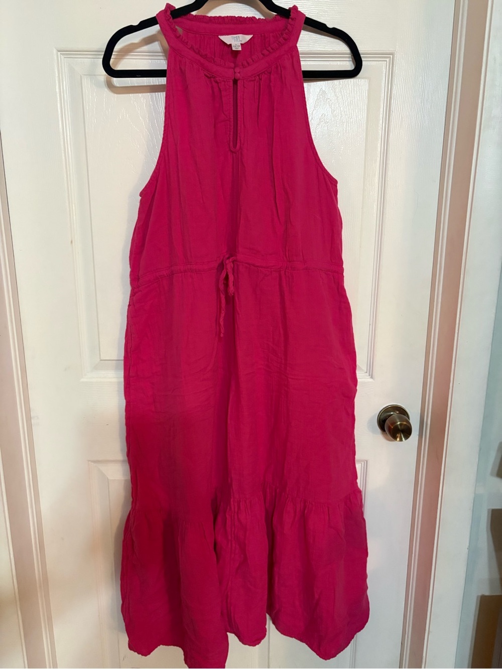 Time and Tru Hot Pink Button-Front Maxi Dress for Spring and Summer